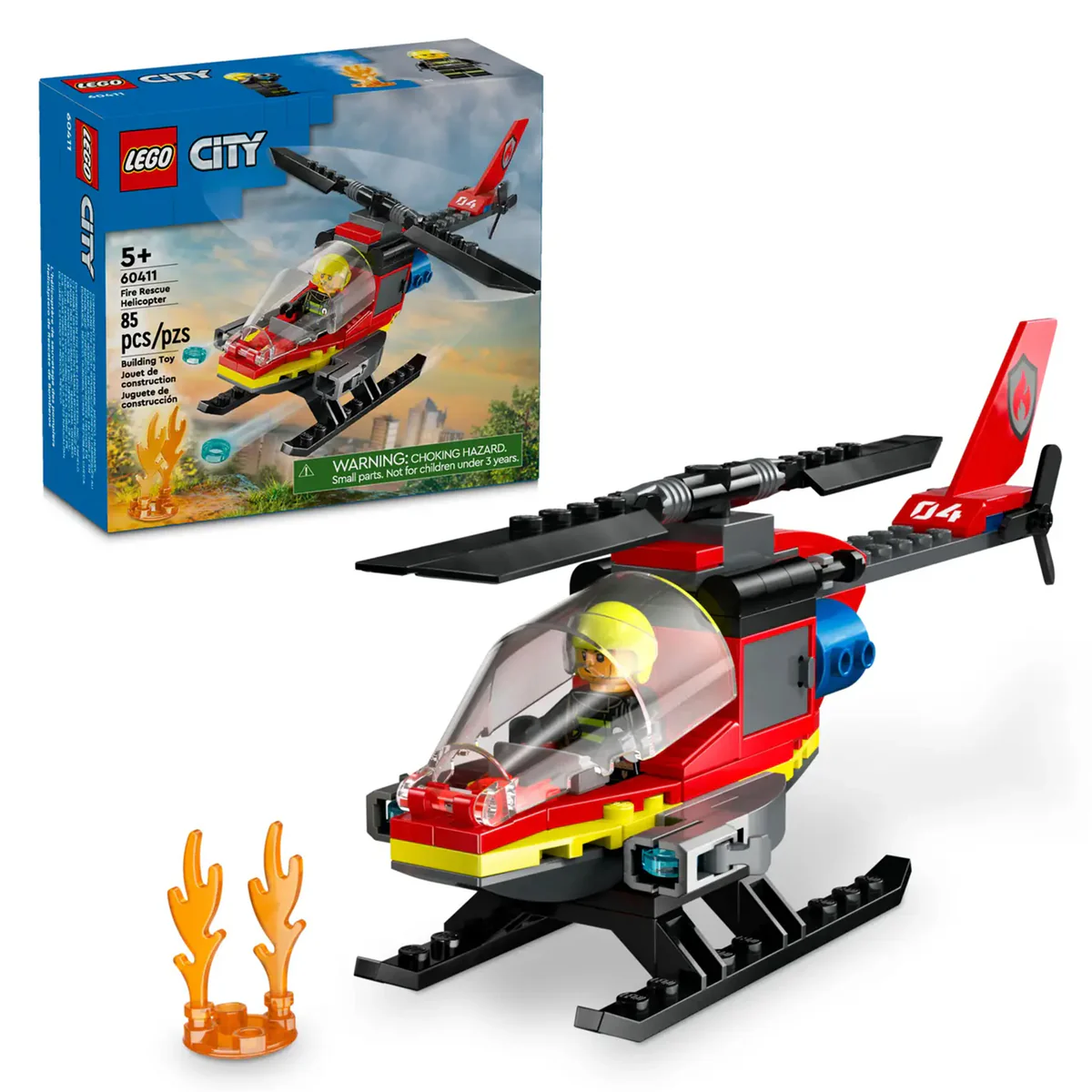 LEGO City Fire Rescue Helicopter 60411, (85-pieces) 1 LEGO City Fire Rescue Helicopter 60411, (85-pieces)