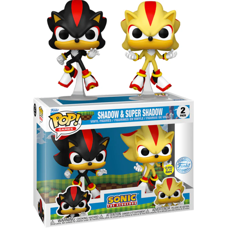 Funko Sonic Shadow & Super Shadow Glow In The Dark Pop 2pk 1 Funko Sonic Shadow & Super Shadow Glow In The Dark Pop 2pk