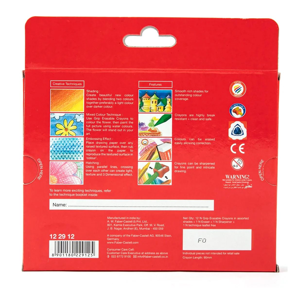 Faber Castell Grip Erasable Crayon, Assorted Box of 12) 8 Faber Castell Grip Erasable Crayon, Assorted Box of 12)