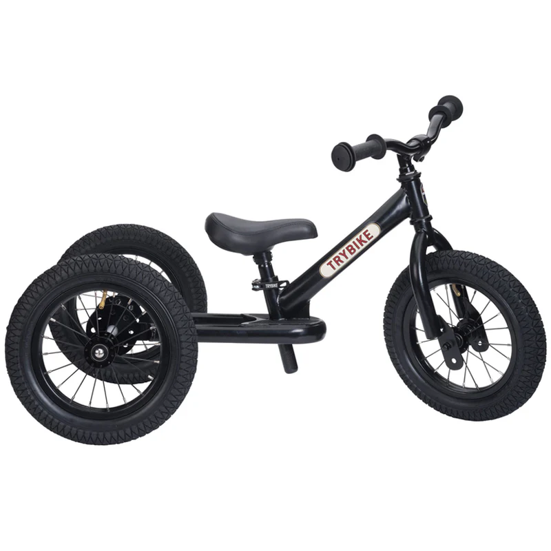 Trybike Vintage Black 2 in 1 Balance Bike 1 Trybike Vintage Black 2 in 1 Balance Bike