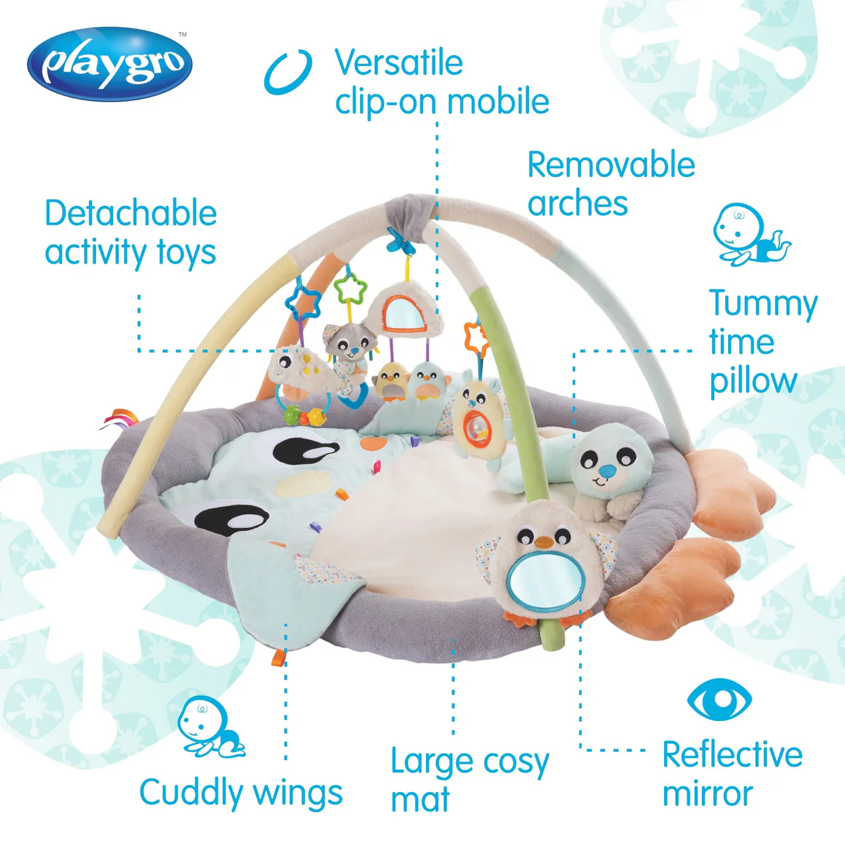 Playgro Snuggle Me Penguin Tummy Time Gym 13 Playgro Snuggle Me Penguin Tummy Time Gym