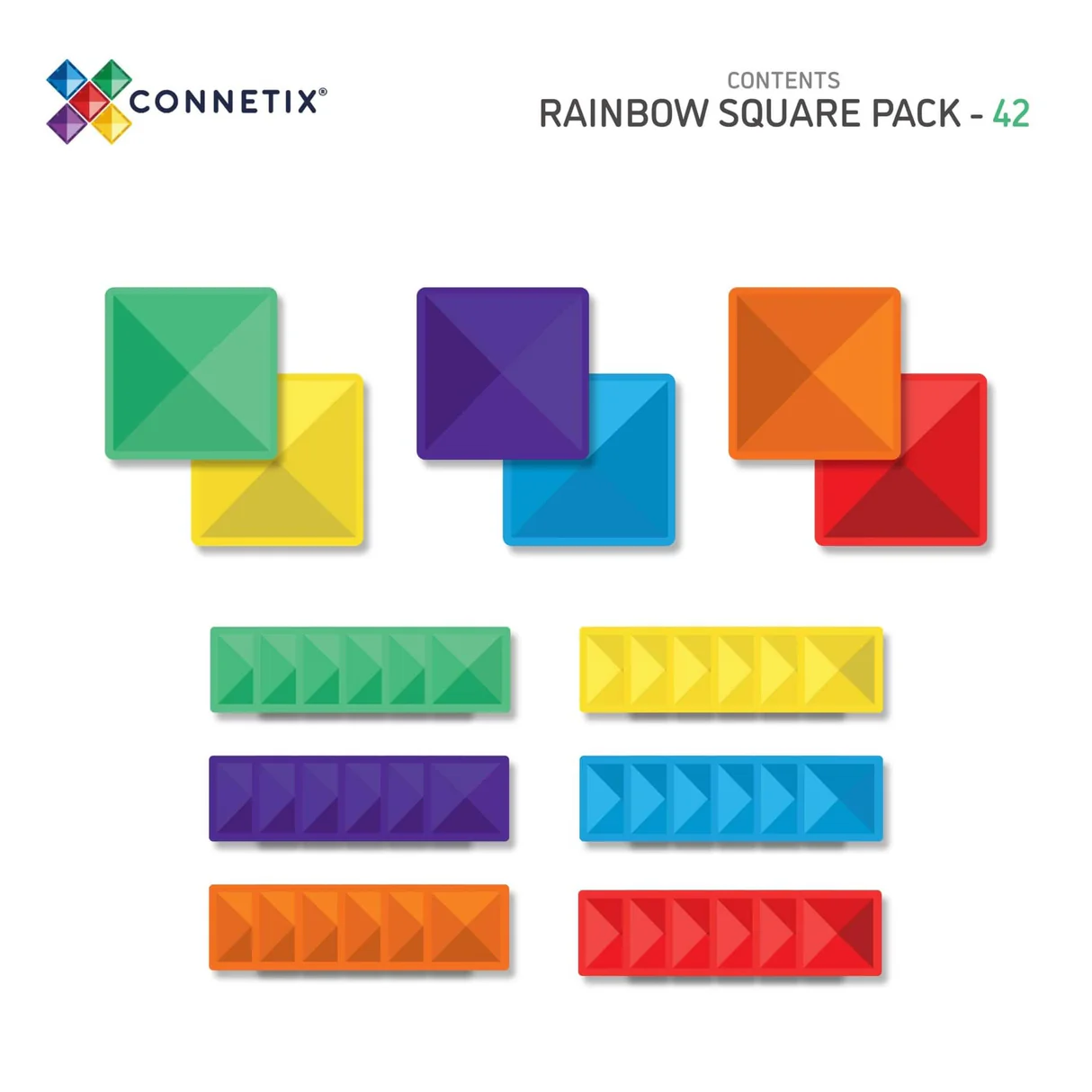 Connetix Rainbow Square Pack 42 pc 16 Connetix Rainbow Square Pack 42 pc